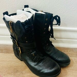Black Leather Military Boot by Naturalizer